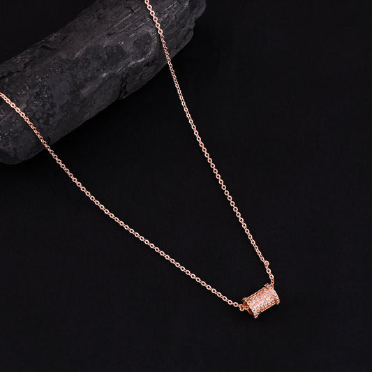 CKLAKART's Noor Rose Gold-Toned Neckpiece Featuring Drum Pendant and American Diamond