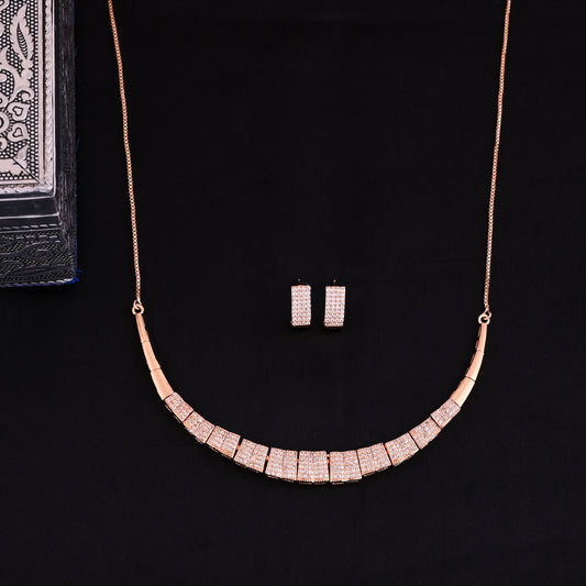 CKLAKART's NOOR Rose Gold-Toned Choker Neckpiece Featuring Rectangle and American Diamonds