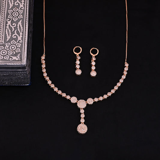 CKLAKART's NOOR Rose Gold-Toned Drop Choker Adorned with Sparkling American Diamonds