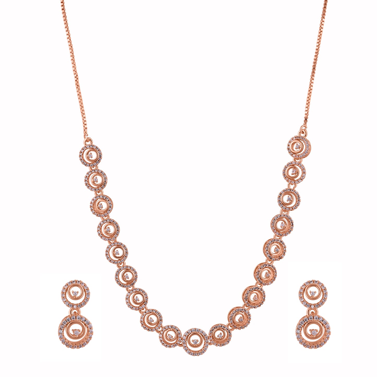 CKLAKART's NOOR Rose Gold-Toned Elegant Loop Choker Adorned with Sparkling American Diamonds