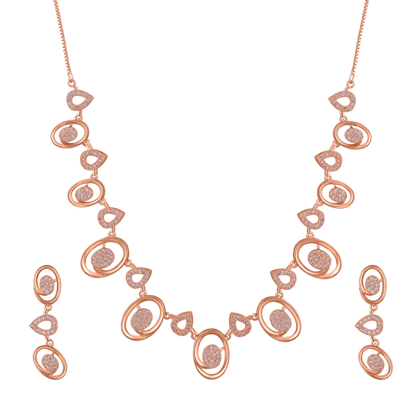 CKLAKART's NOOR Rose Gold-Toned Elegant Oval Choker Adorned with Sparkling American Diamonds