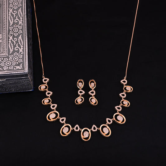 CKLAKART's NOOR Rose Gold-Toned Elegant Oval Choker Adorned with Sparkling American Diamonds