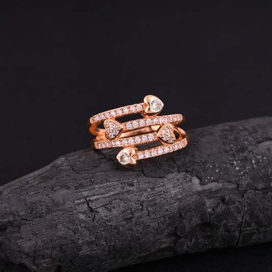 CKLAKART's NOOR Rose Gold-Toned Ring with Sparkling Hearts