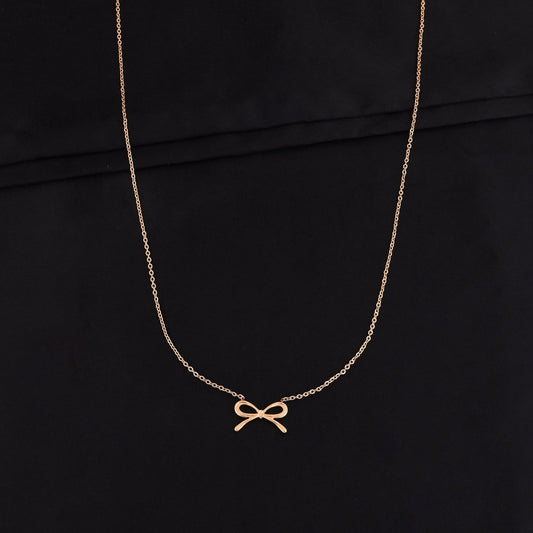 CKLAKART's Gold Tone Chain Necklace with Bow Pendant