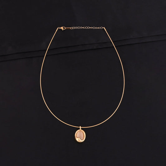 CKLAKART's Gold Toned Choker with Stunning Oval Stone Pendant