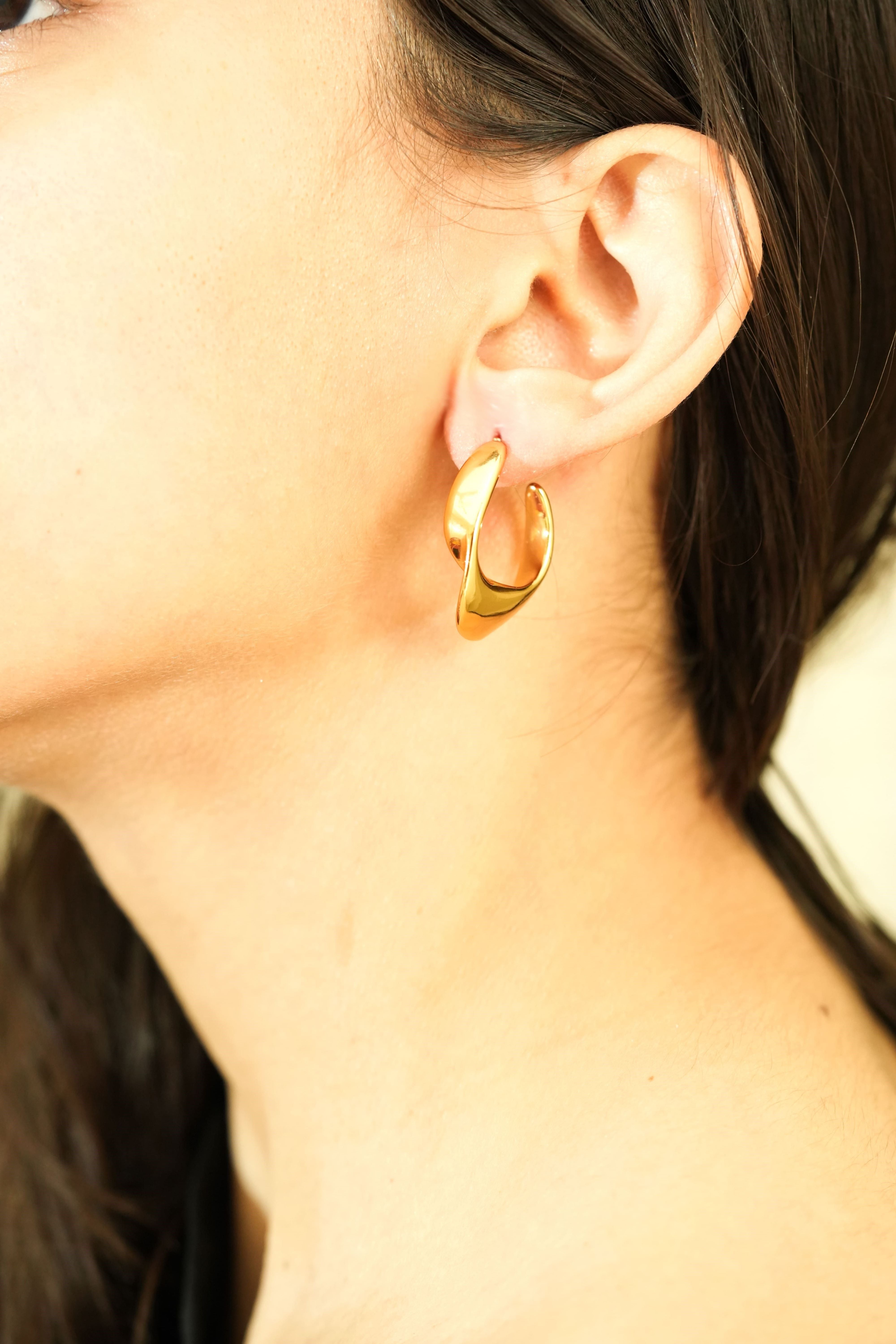 CKLAKART's  Geometric Hoop Earrings in Gold Tone