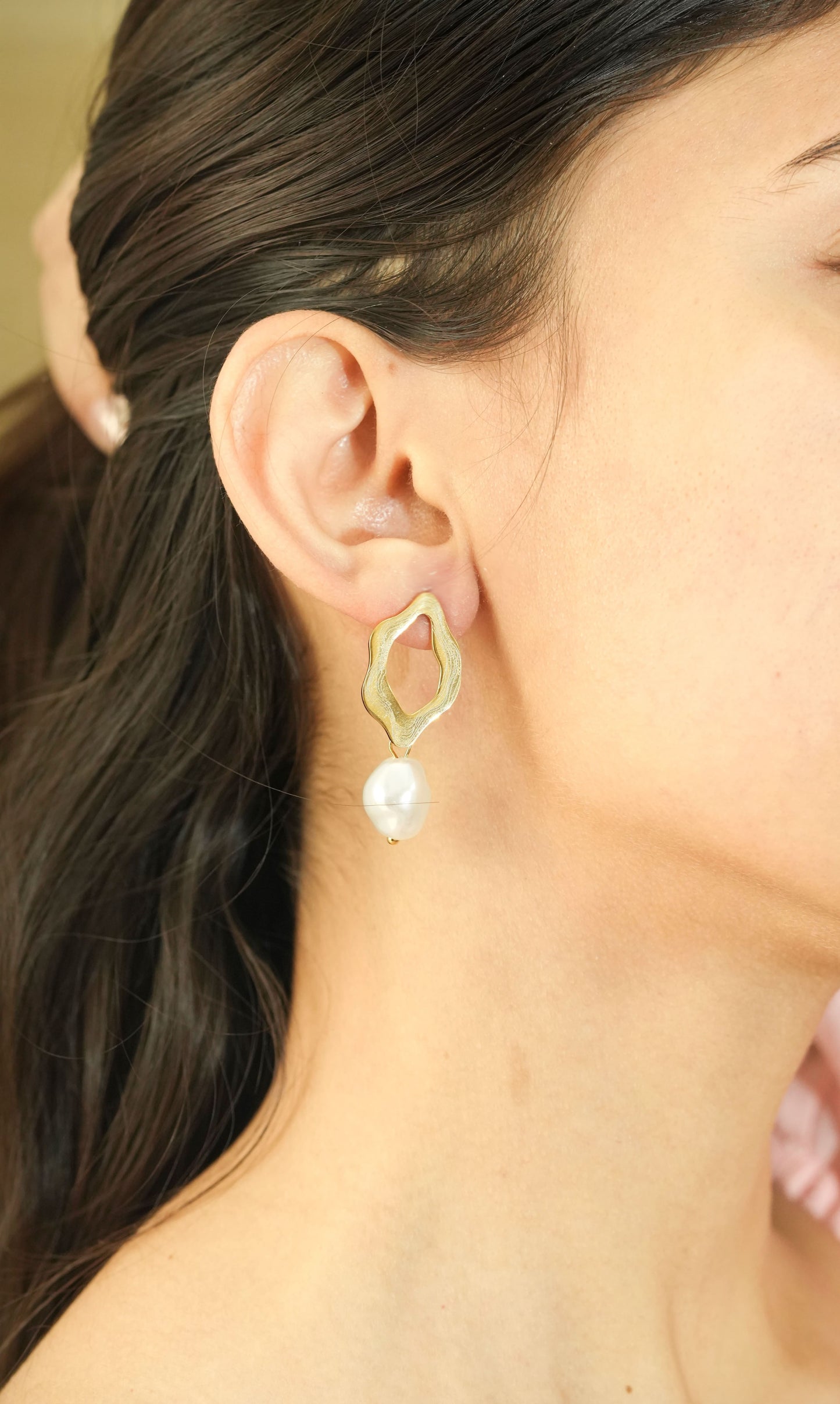 CKLAKART's Gold-Toned Hoop Earrings with Pearl Drops