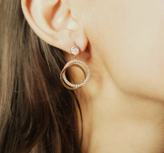 CKLAKART's Rose Gold Hoop Earrings with Dazzling Zircon Accents