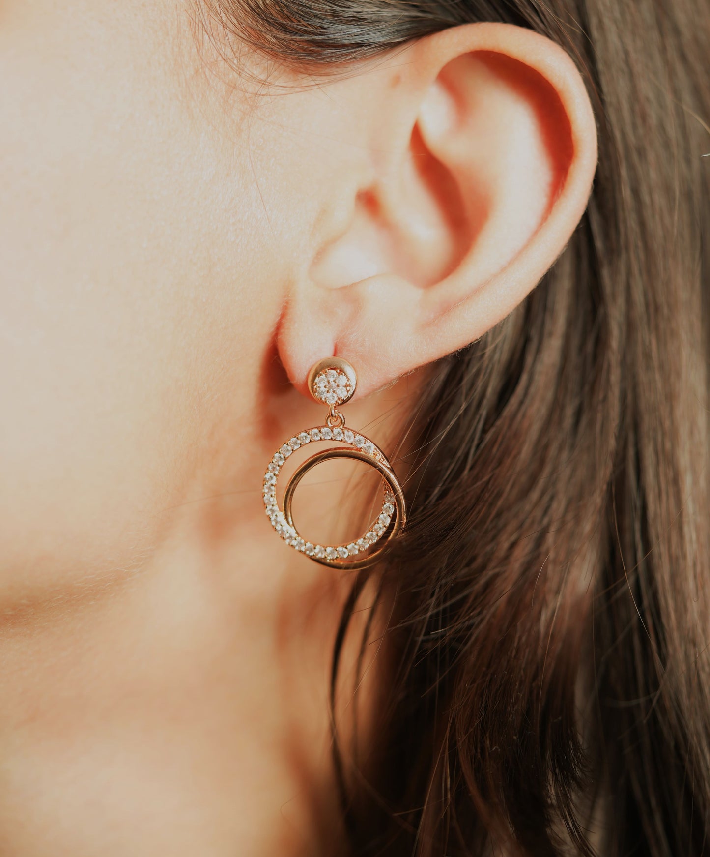 CKLAKART's Rose Gold Hoop Earrings with Dazzling Zircon Accents