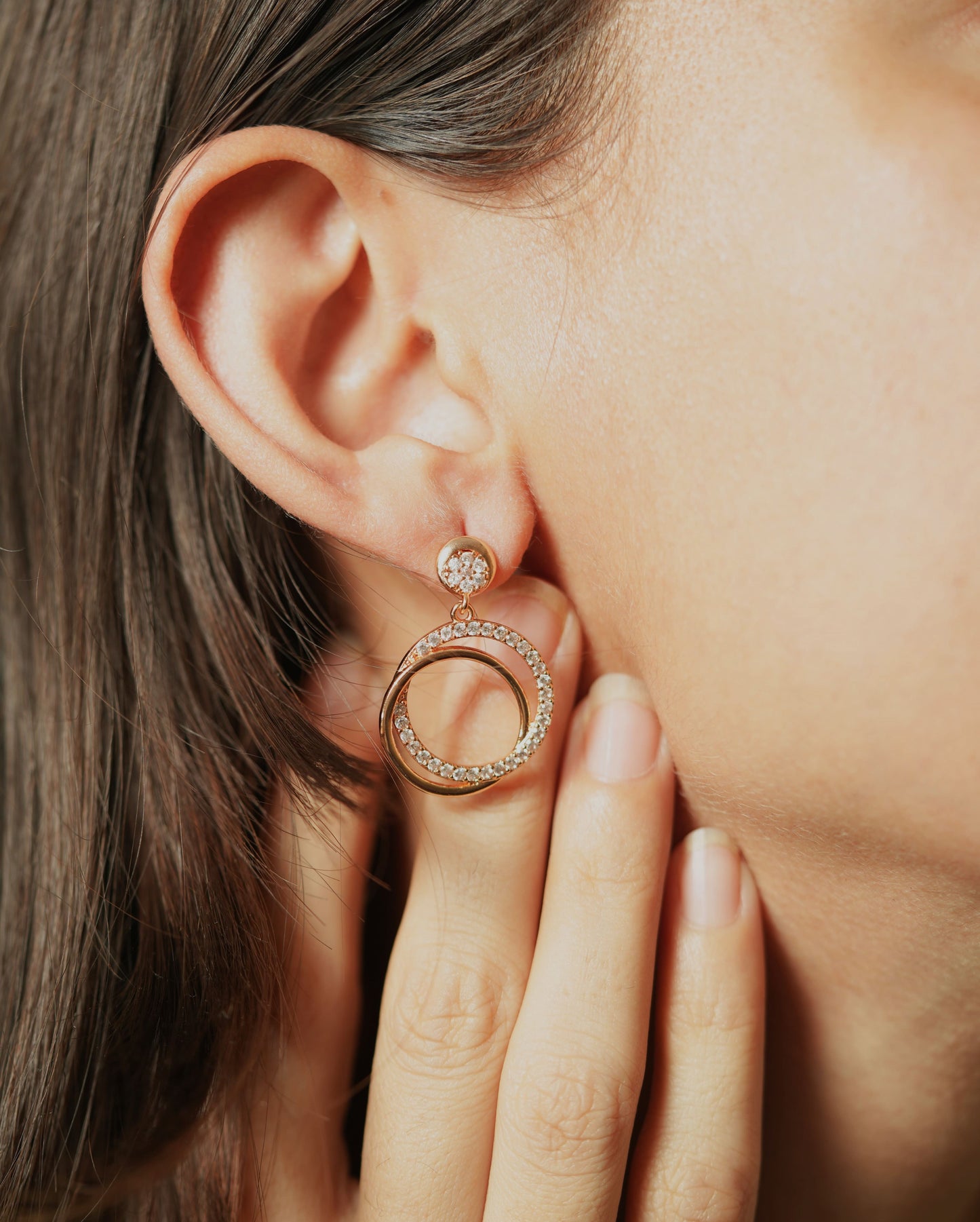 CKLAKART's Rose Gold Hoop Earrings with Dazzling Zircon Accents