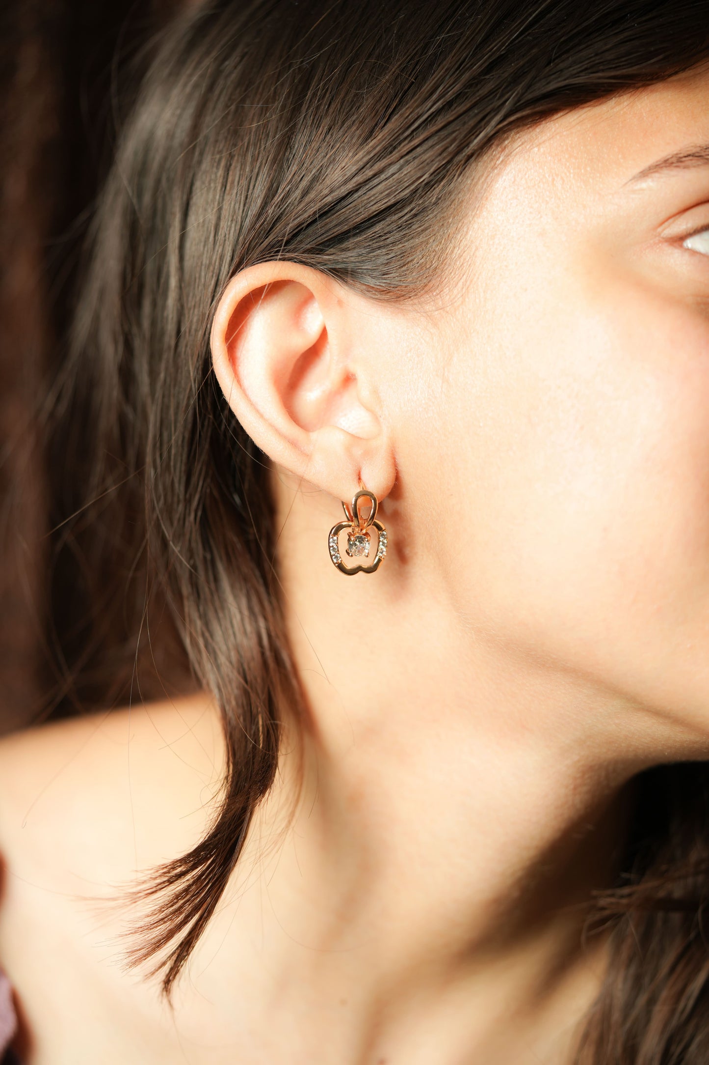 CKLAKART's Rose Gold Toned Earrings with Delicate Apple Droplets