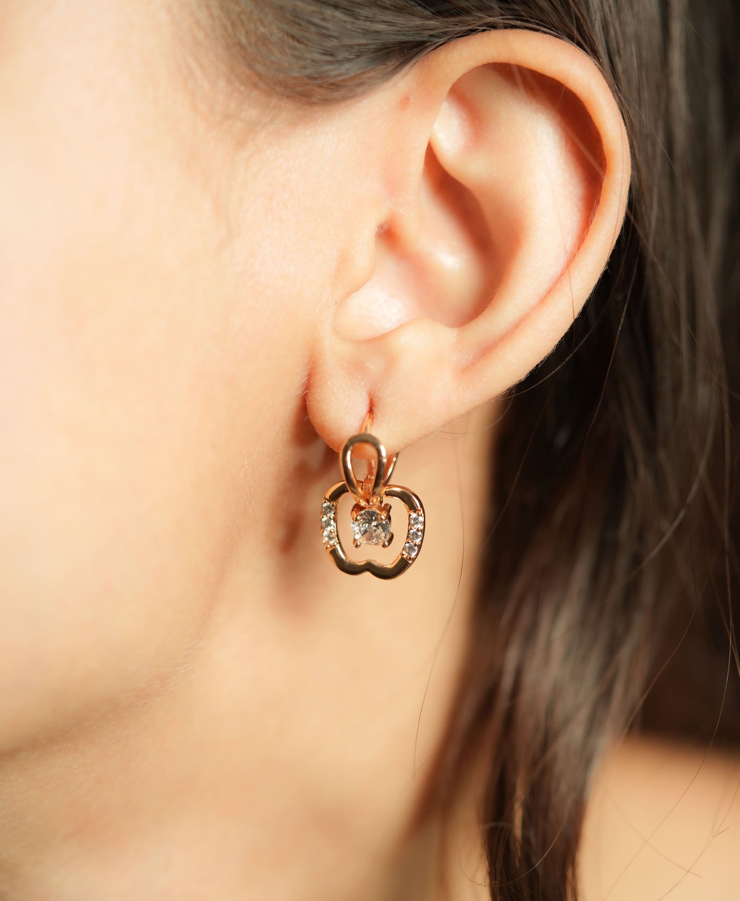 CKLAKART's Rose Gold Toned Earrings with Delicate Apple Droplets