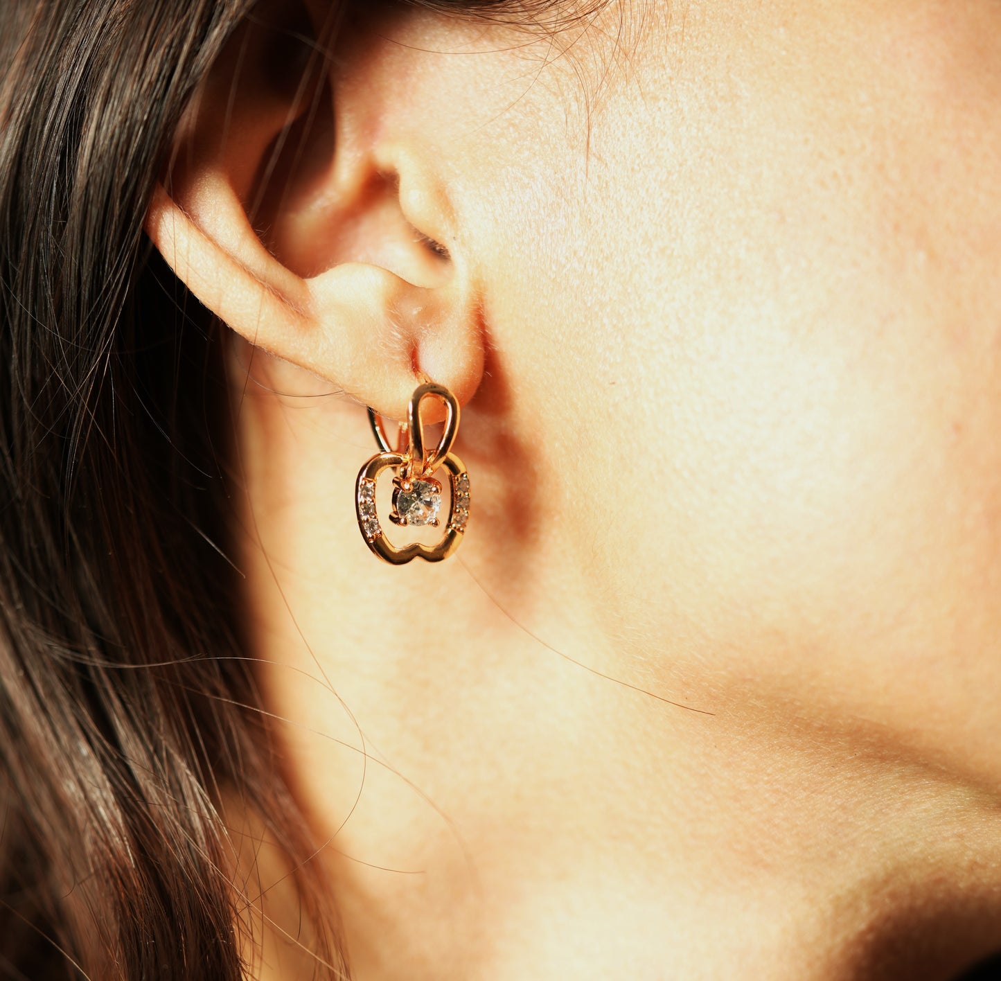 CKLAKART's Rose Gold Toned Earrings with Delicate Apple Droplets