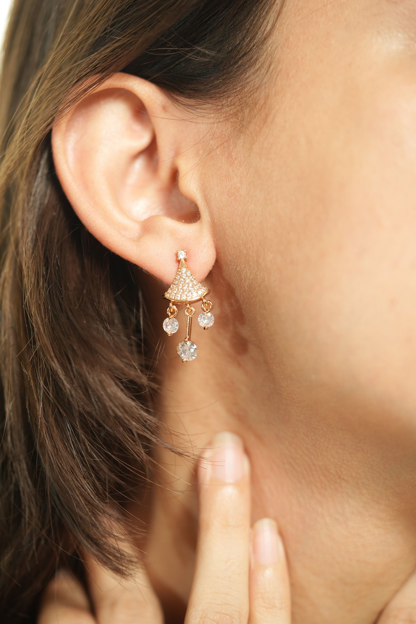 CKLAKART's Rose Gold Studs Featuring American Diamonds and the Grace of Droplets