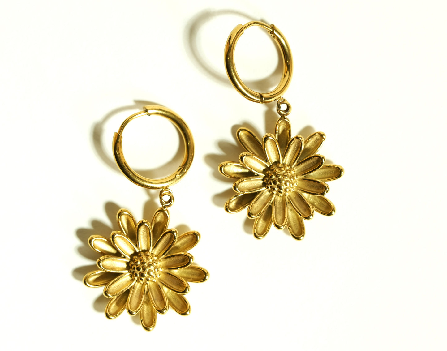 CKLAKART's Flower-Shaped Drop Earrings in Luxurious Gold Tone