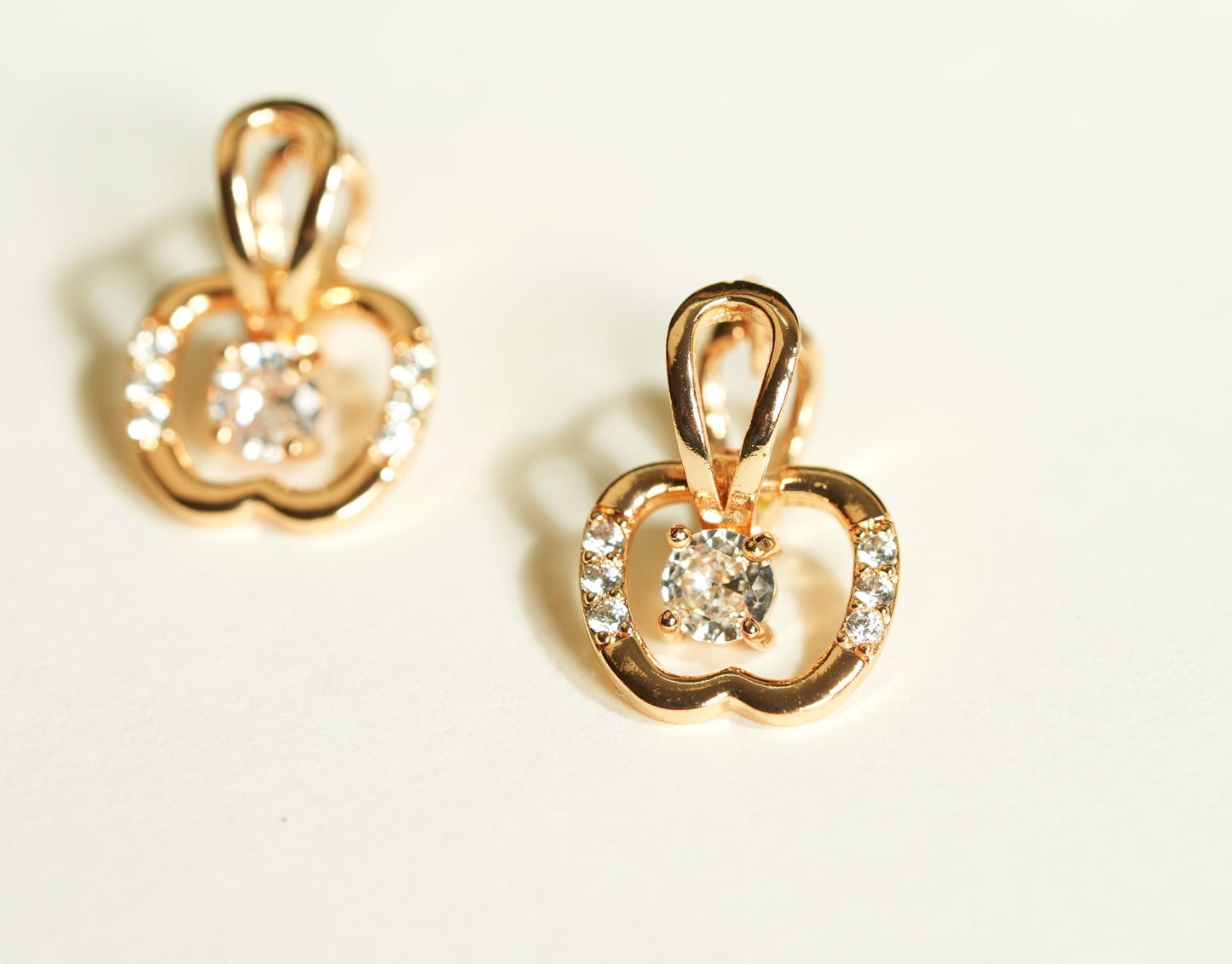 CKLAKART's Rose Gold Toned Earrings with Delicate Apple Droplets