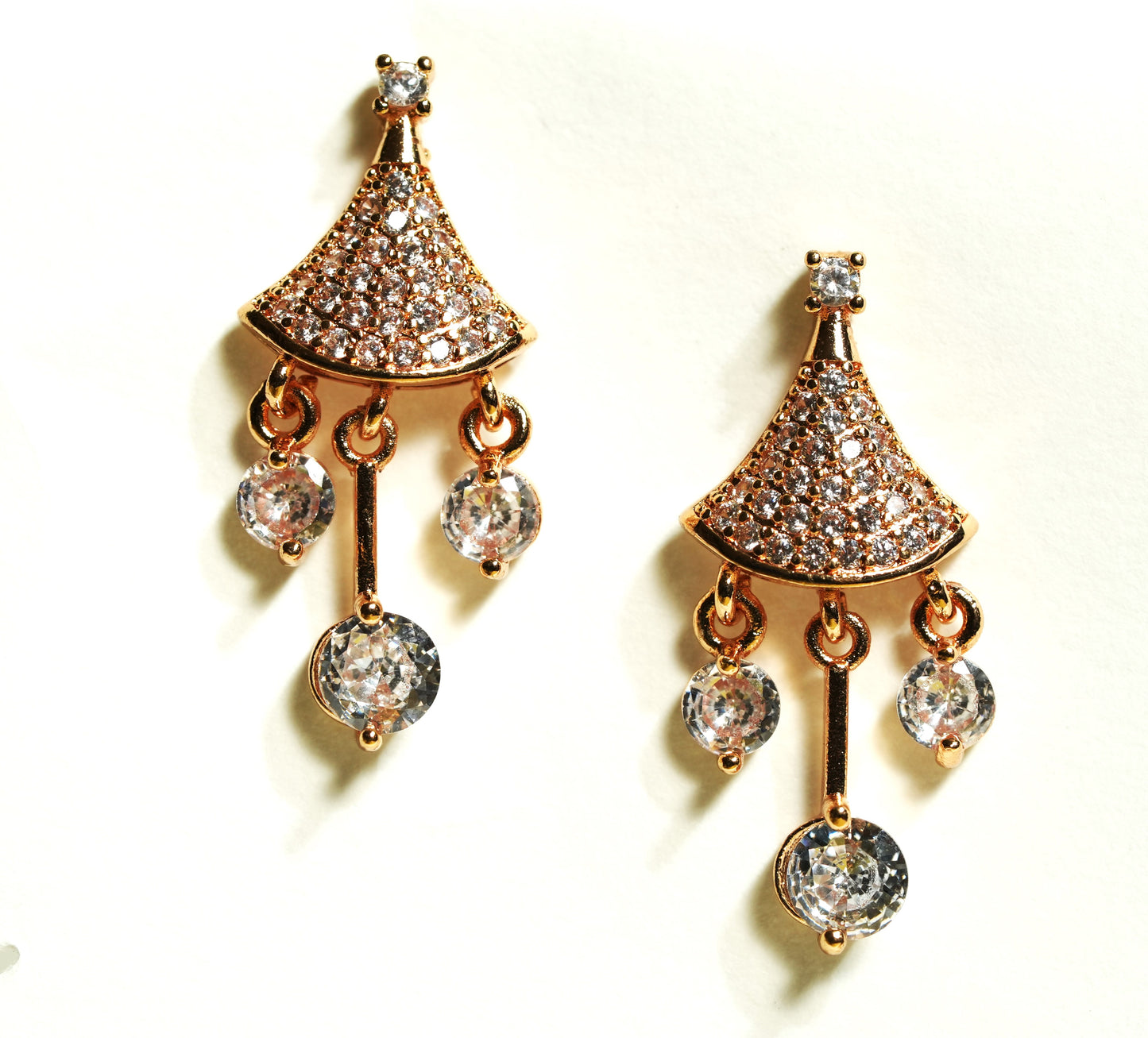 CKLAKART's Rose Gold Studs Featuring American Diamonds and the Grace of Droplets